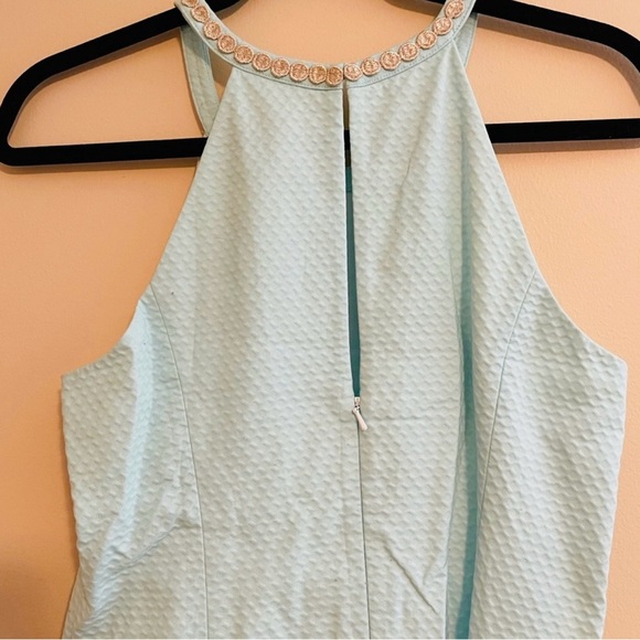 Lily Pulitzer Pearl Whisper Blue Gold Embroidered Shift Dress EUC Size 2 - Picture 5 of 12